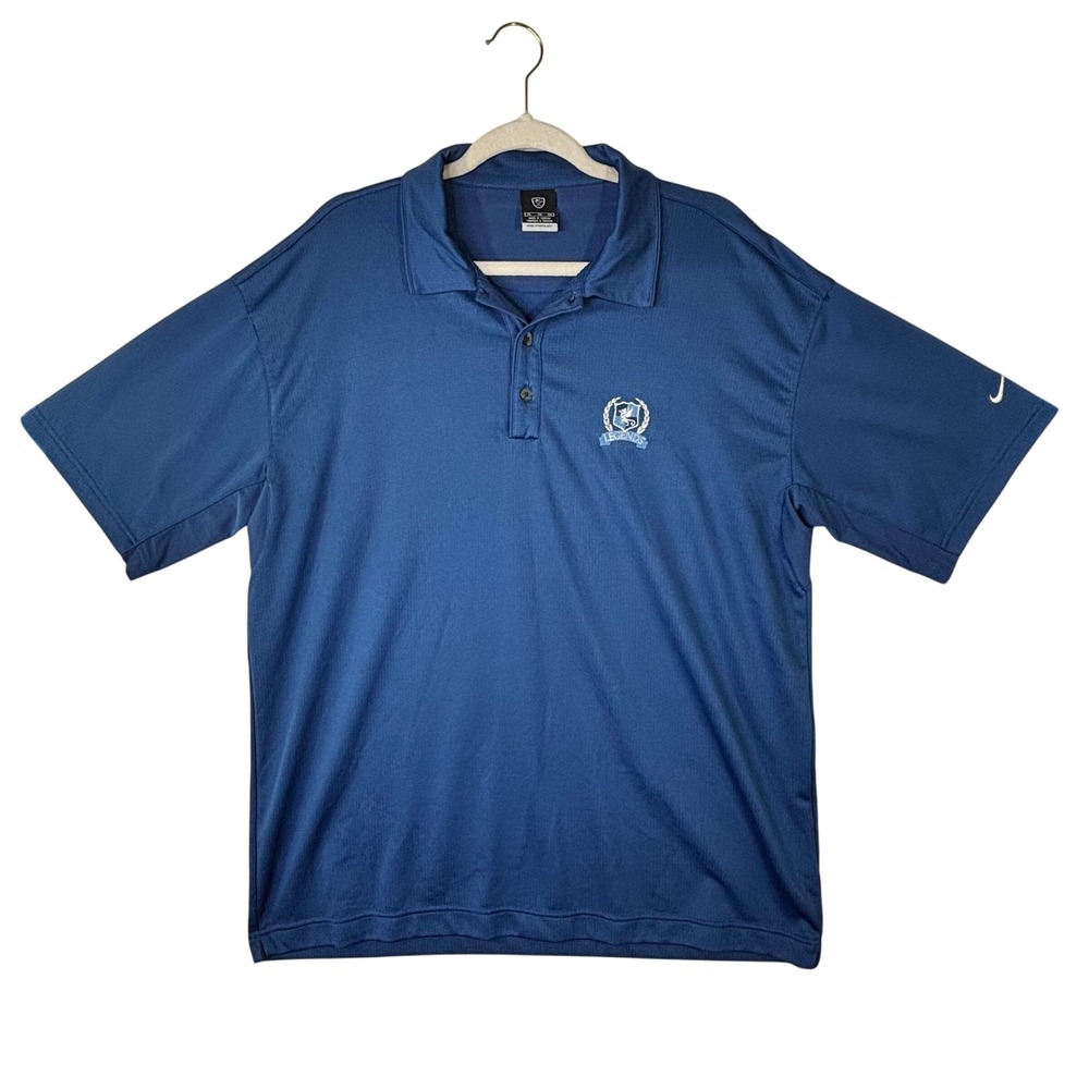 Nike Sphere Dry Mens XL Blue Legends Crest Golf Resort Polo Shirt Short Sleeve